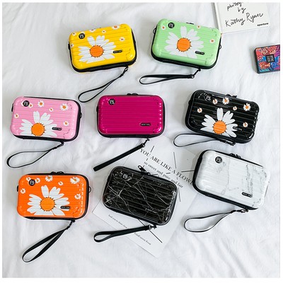 PC Hard-Shell Crossbody Square Bag Multifunctional Travel Companion with Toiletry/Makeup Storage