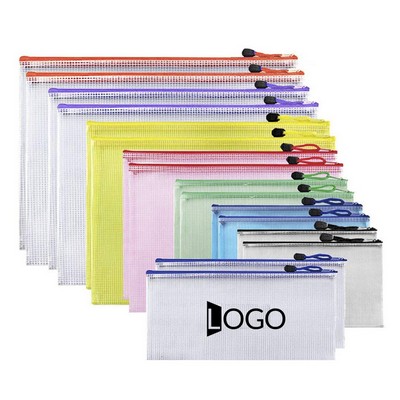 Mesh Zipper Pouches Document Bags