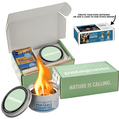 S'mores Pack featuring Endless Summer® Portable Campfire w/ Custom lid label & Custom Box (Fudge)