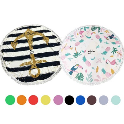 Round Gradient Beach Towel With Tassel