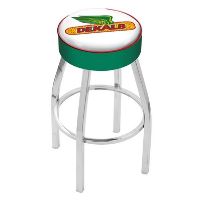 Single Ring Swivel Stool w/Chrome Finish, 4" Seat and Customizable Top, Bead, Side Skirt