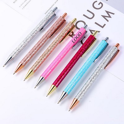 Shimmering Metallic Press Action Ballpoint Metal Gift Pen