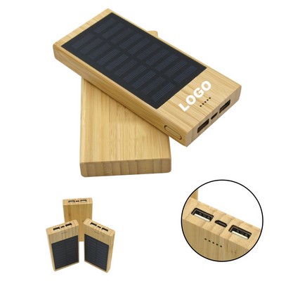 10,000mAh Solar Bamboo Power Bank for Cell Phone