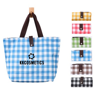 Plaid Oxford Shopping Tote Bag