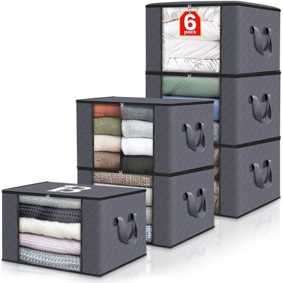 6 Pack Clothes/Blanket Foldable Storage Bags Box