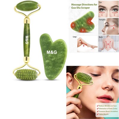 Anti Aging Natural Jade Facial Roller Massagers Set