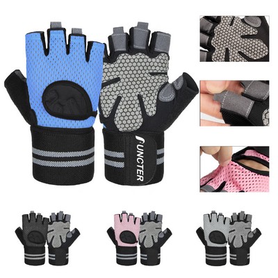 Wrister Gloves Training Half Finger Gloves with Wrist Wraps Gym Workout Gloves Cycling Exercise