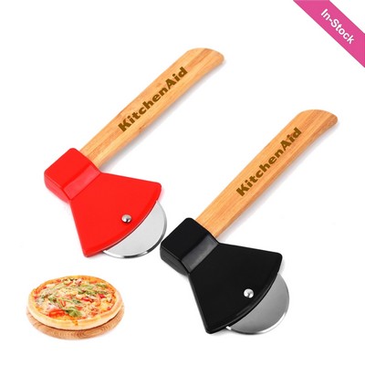 Axe Shaped Pizza Cutter with Bamboo Handle