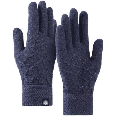 Adult Stretch Diamond Lattice Cable Knit Gloves with Sensitive Touch and Custom Logo