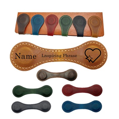 Engraved Magnetic Genuine Leather Bookmarks