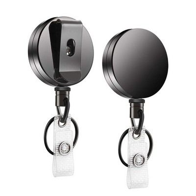 Retractable ID Badge Reel with Carabiner - Round and Convenient