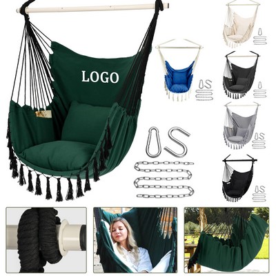 Hammock Chair Hanging Rope Swing with Cushions