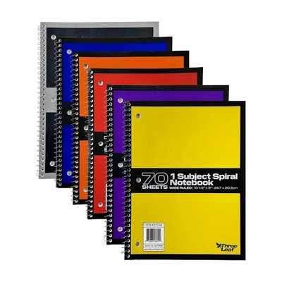 Spiral Notebooks - 70 Sheets, Wide Ruled, 4 Colors (Case of 48)