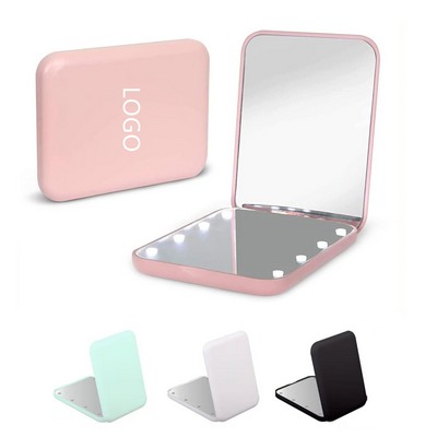 1X/2X Magnification LED Compact Travel Makeup Mirror