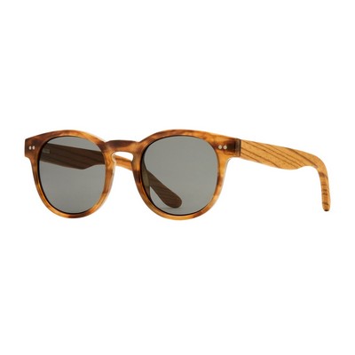 Ledger Eco-Sustainable Polarized Sunglasses w/Brown Marble & Wood Frame