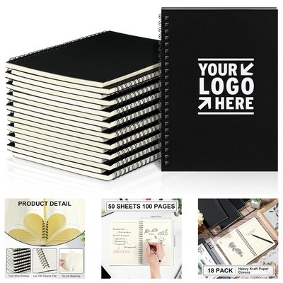 8.3" x 5.5" Spiral Notebook, 50 Sheets, 100 Pages, Thick Paper