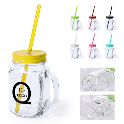 Mason Jars W/Cover And Straw