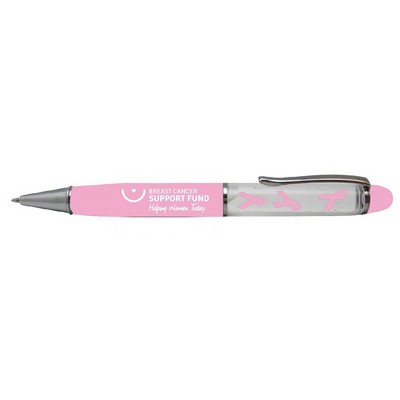 Superior Metal Twist Pen With 3D Breast Cancer Aware Ribbons