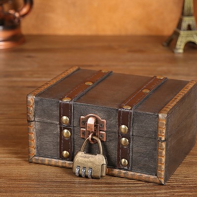 Retro Wooden Storage Box With Lock