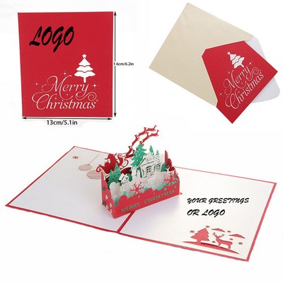 Christmas Reindeers Pop Up Card With Envelopes