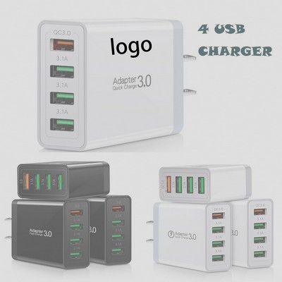 4-Port USB Wall Charger Adapter