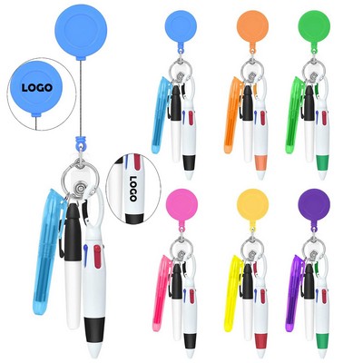 4 In 1 Clip-On Badges With Ballpoint Pens