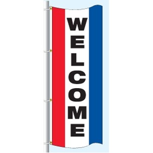 Double Faced Stock Message Free Flying Drape Flag (Welcome) (3' x 8')