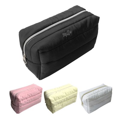 Cotton Quilted Makeup Bag Coquette Accessories Organizer