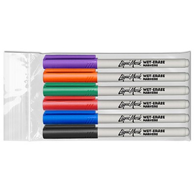 Liqui-Mark® Fine Point Wet Erase Markers - USA Made - 6 Pack