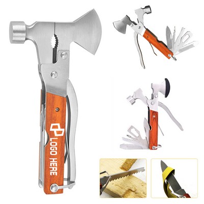 14-In-1 Multifunction Folding Tool W/ Wood Handle