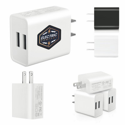 UL-Certified Dual-Port USB Wall Charger with Two-Sided Branding