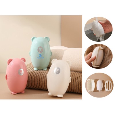 Mini Travel Size Bear Shaped Portable Lint Roller Washable Sticky Roller for Clothes Pet Hair