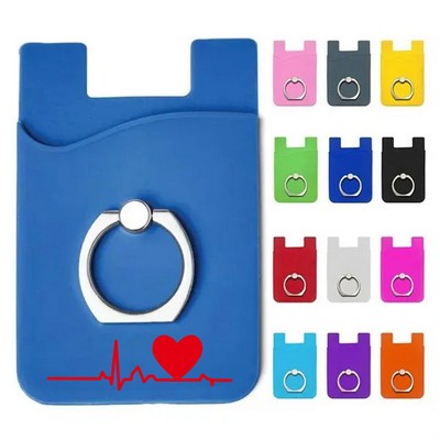 Silicone Smart Phone Wallet with Ring Stand