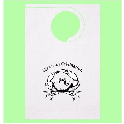 Stock "Claws For Celebration Crab" Design Poly Backed Paper Bibs w/Ties Minimum 25 bibs