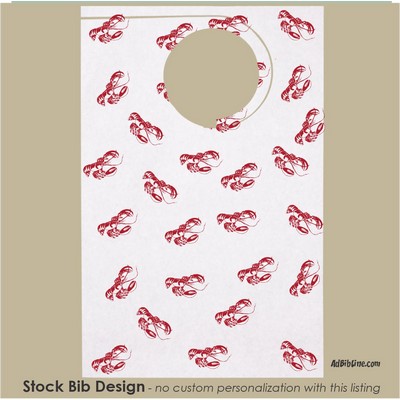 Stock "All Over Print Lobster" Design Poly Backed Paper Bibs w/Ties Minimum 25 bibs