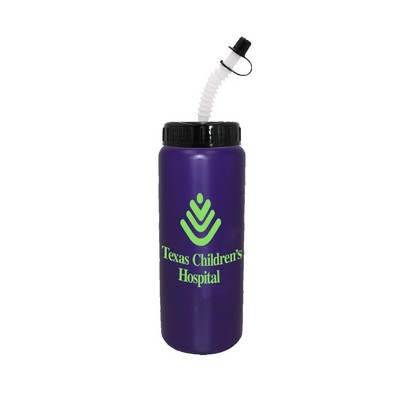 32 Oz. Grip Bottle w/Flexible Straw (Spot Color)