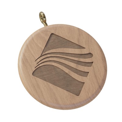 Cherry Wood Key Fob w/ Brass Ring with 1 side lase