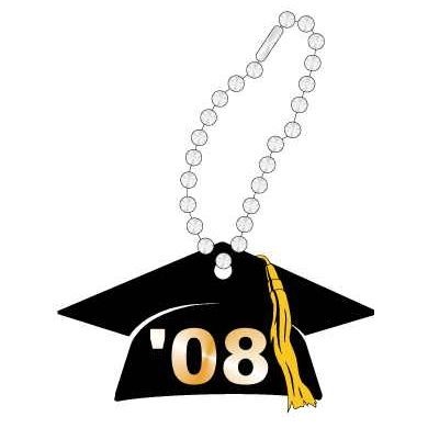 Graduation Cap Promotional Key Chain w/ Black Back (8 Square Inch)