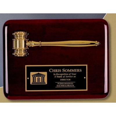 Rosewood Piano Finish Gavel Plaque (9"x12")