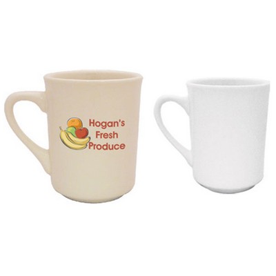 8.5 Oz. White Vitrified Tall Restaurant Mug (Screen Printed)