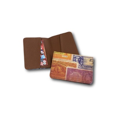 2-Pocket Leather Business Card/ Credit Card Wallet (4 Color/ 2 Sides)