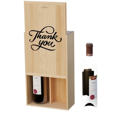 Two Bottle Wine Box with 1 Divider; Screen Printe