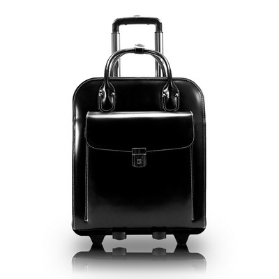 LA GRANGE | 15" Black Leather Vertical Detachable-Wheeled Laptop Case | McKleinUSA