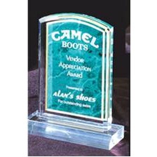 Marbleized Green Acrylic Rectangle Award w/ Curved Top - 4"x7"