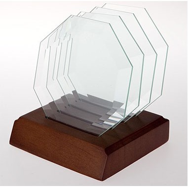 Octagon Jade Glass Coaster (Single) - Sandblasted