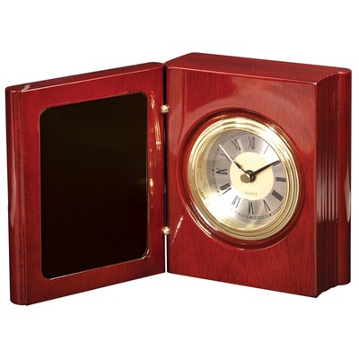 13¼" x 9" Rosewood Piano Finish Book Clock