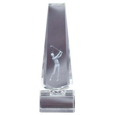 Golf Ball Crystal Award w/ Laser Image (2.5" x 8")