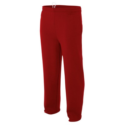 A4 Adult Combed Ring-Spun Blended CVC Fleece Open Bottom Pant