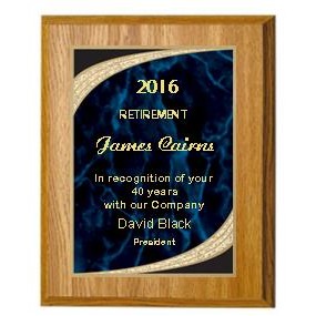 Oak Plaque 9" x 12" - Blue/Gold Majestic Plate