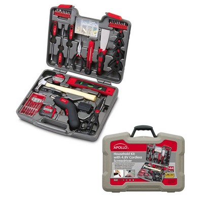 144 Piece Household Tool Kit w/ 4.8v Cordless Screwdriver